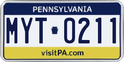 PA license plate MYT0211