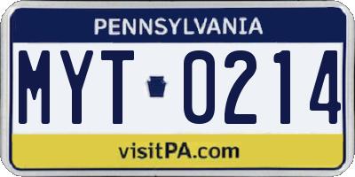 PA license plate MYT0214