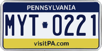 PA license plate MYT0221