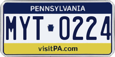 PA license plate MYT0224