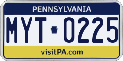 PA license plate MYT0225