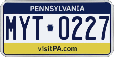 PA license plate MYT0227