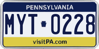 PA license plate MYT0228