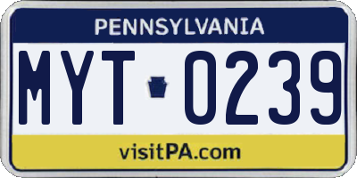 PA license plate MYT0239