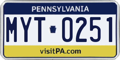 PA license plate MYT0251