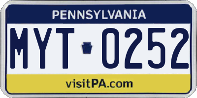 PA license plate MYT0252