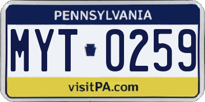 PA license plate MYT0259