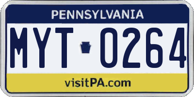 PA license plate MYT0264
