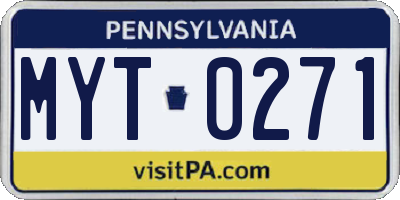 PA license plate MYT0271