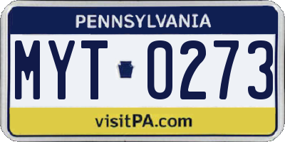 PA license plate MYT0273