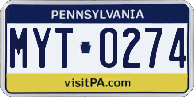 PA license plate MYT0274