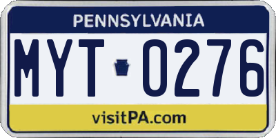 PA license plate MYT0276