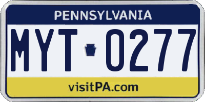 PA license plate MYT0277