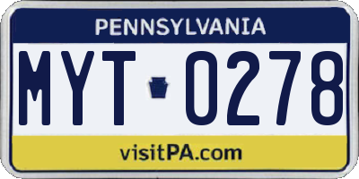 PA license plate MYT0278