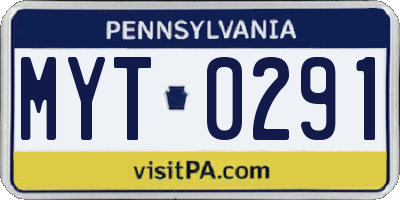 PA license plate MYT0291