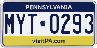 PA license plate MYT0293