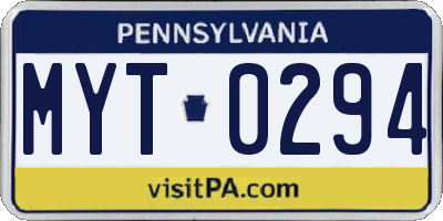 PA license plate MYT0294