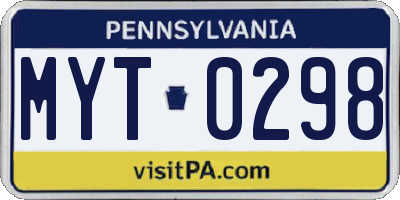 PA license plate MYT0298