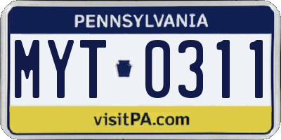 PA license plate MYT0311