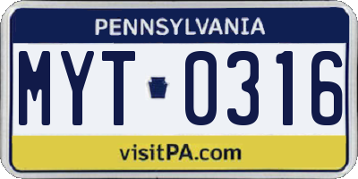 PA license plate MYT0316