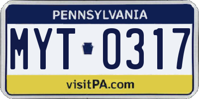 PA license plate MYT0317
