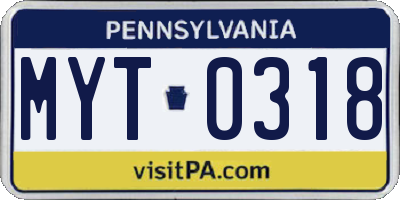 PA license plate MYT0318