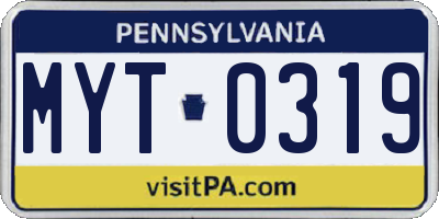 PA license plate MYT0319