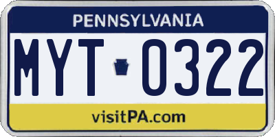 PA license plate MYT0322