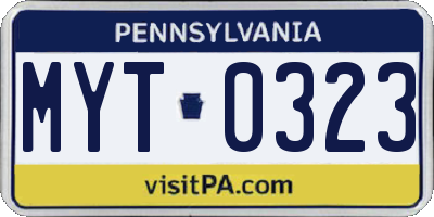 PA license plate MYT0323