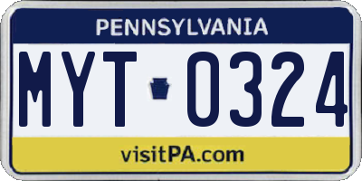 PA license plate MYT0324
