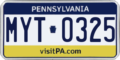 PA license plate MYT0325