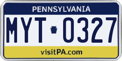 PA license plate MYT0327