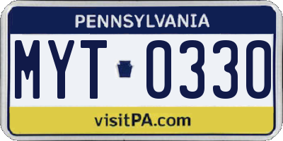 PA license plate MYT0330
