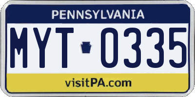 PA license plate MYT0335