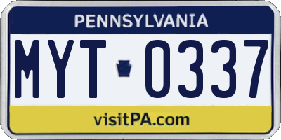 PA license plate MYT0337