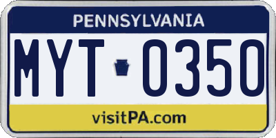 PA license plate MYT0350