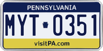 PA license plate MYT0351