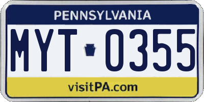 PA license plate MYT0355
