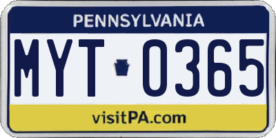 PA license plate MYT0365