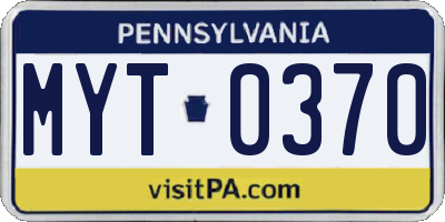 PA license plate MYT0370