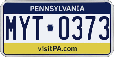 PA license plate MYT0373