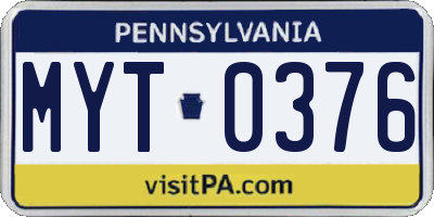 PA license plate MYT0376