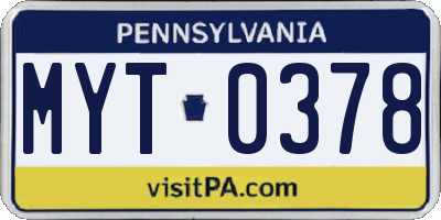 PA license plate MYT0378