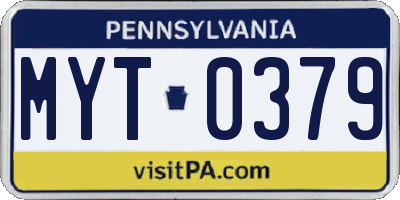 PA license plate MYT0379
