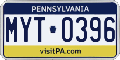 PA license plate MYT0396
