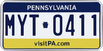 PA license plate MYT0411