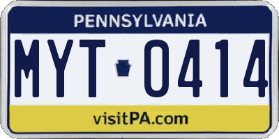 PA license plate MYT0414