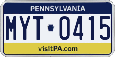 PA license plate MYT0415