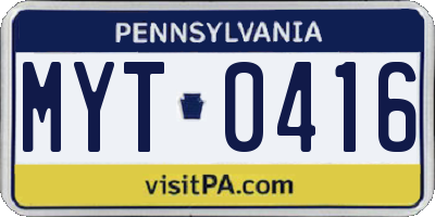 PA license plate MYT0416