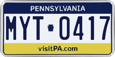 PA license plate MYT0417